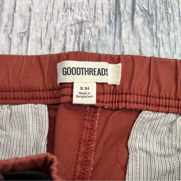 Goodthreads mens slim-fit belted elastic waist woven tobacco brown Size (S34) - Picture 10 of 16